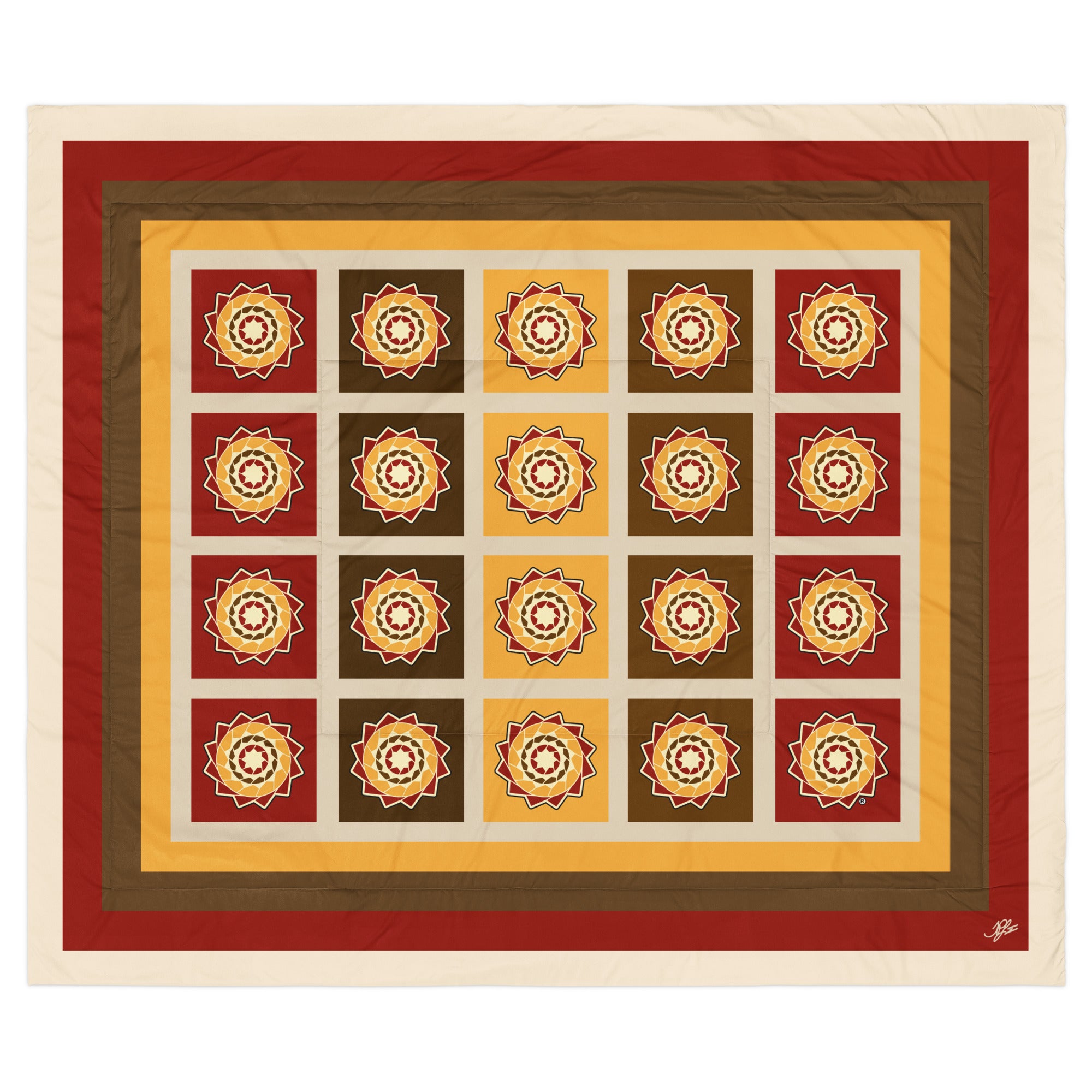 Pinecone Patchwork Fall Colors Comforter King | Cozy Bedding for Fall