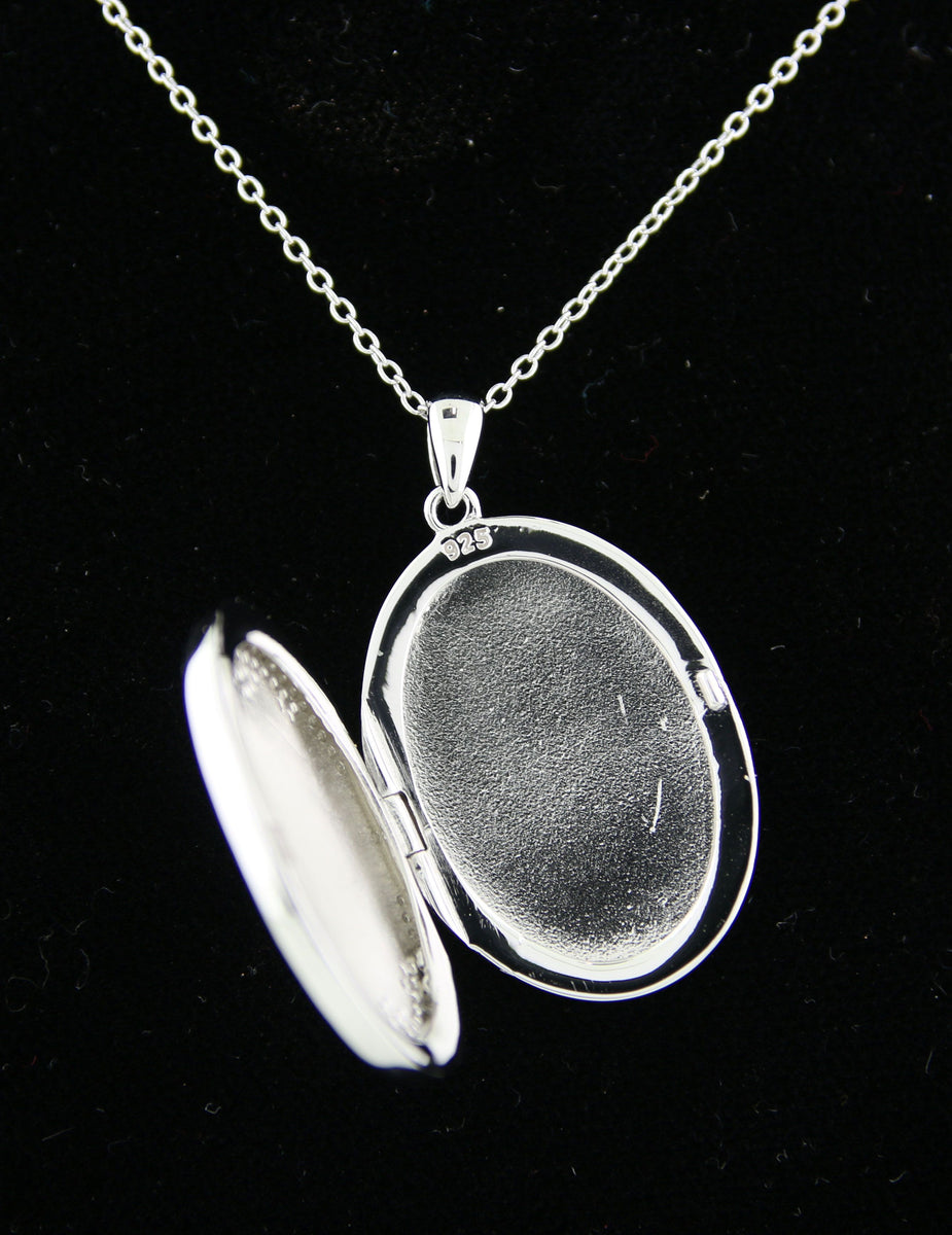 Large Sterling Silver Oval Locket Pendant