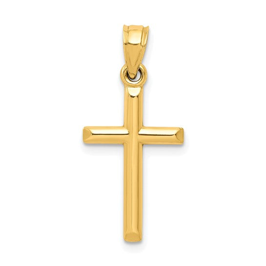 10k Polished Hollow Cross Pendant