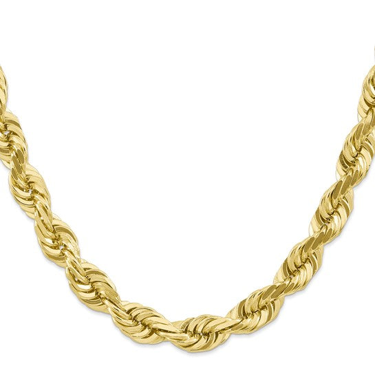 10k 10mm Diamond-Cut Rope Chain Necklace 24inch