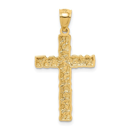 10K Nugget Cross Pendant