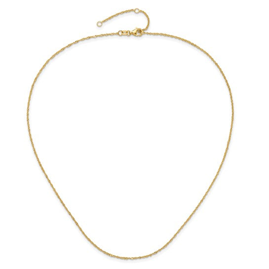 14K Leslie's 1.25mm Singapore 1in+1in Adjustable Chain