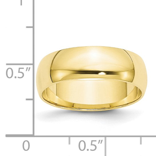 10k Yellow Gold 6mm Lightweight Half Round Wedding Band Size 12