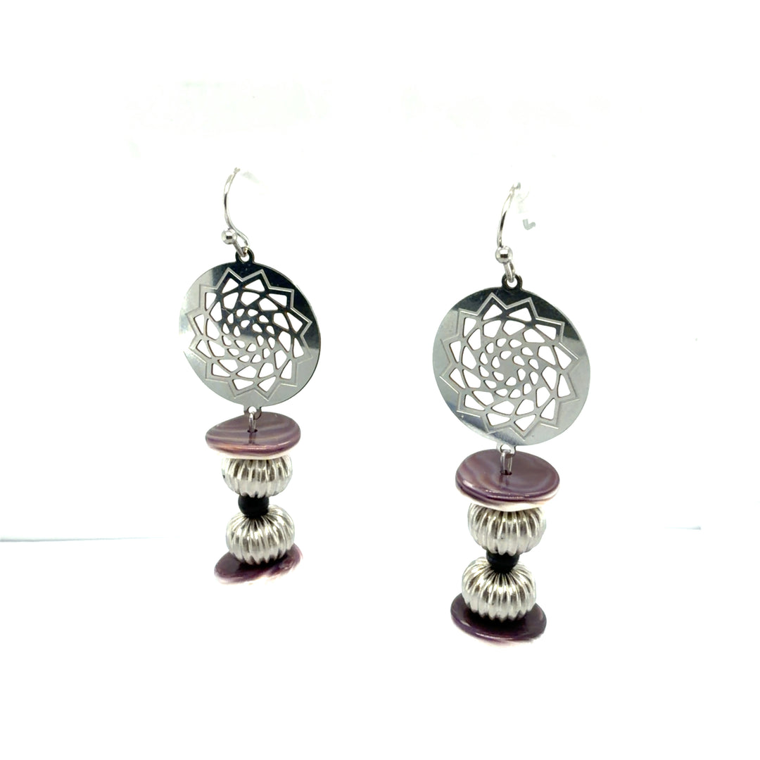 Wampum Pinecone Patchwork Earrings Medium