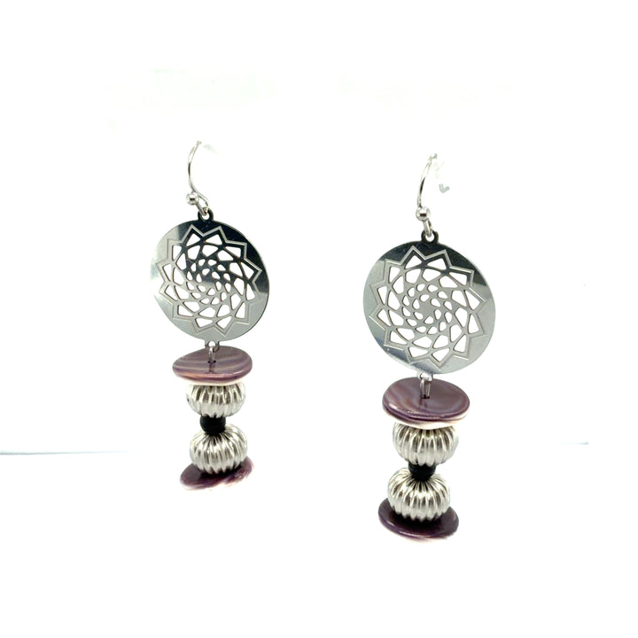 Wampum Pinecone Patchwork Earrings Medium