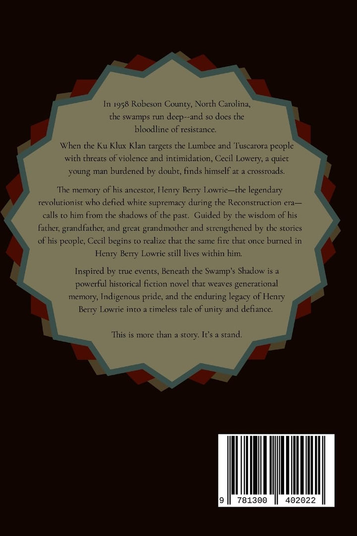 Gift box featuring the book "Beneath the Swamp's Shadow" by Kelvin Ray Oxendine, with artistic cover art and decorative wrapping.