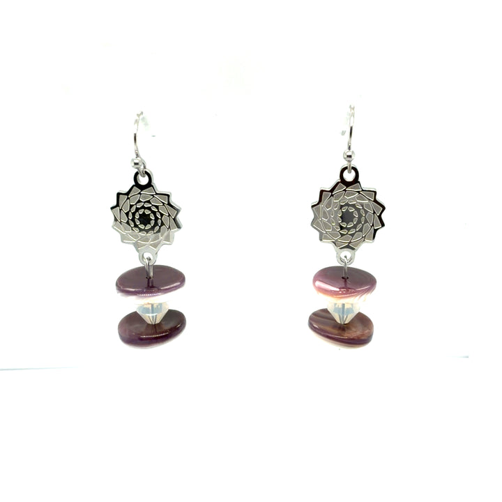 Wampum Pinecone Patchwork Earrings Small