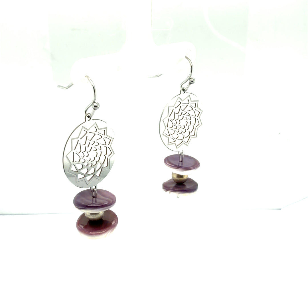 Wampum Pinecone Patchwork Earrings
