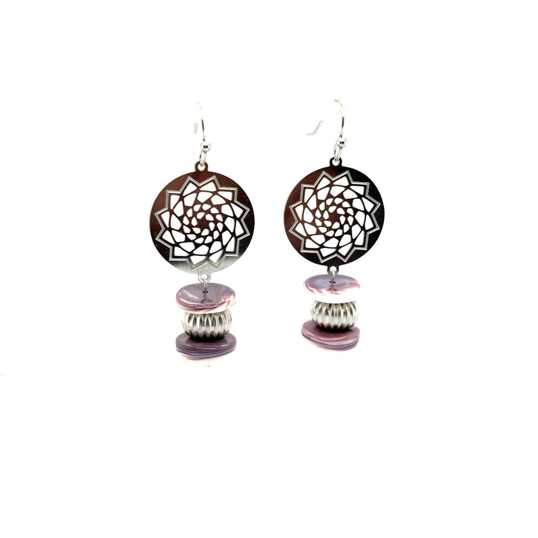 Wampum Pinecone Patchwork Earrings