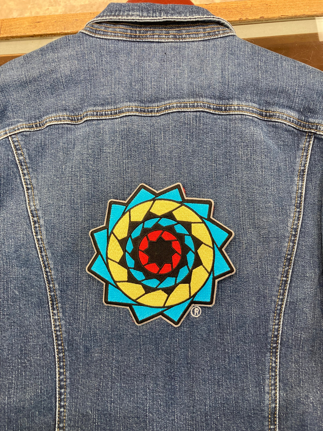 Pinecone Patchwork 6 inch Embroidery Turquoise Yellow Red Black (Patch Only)