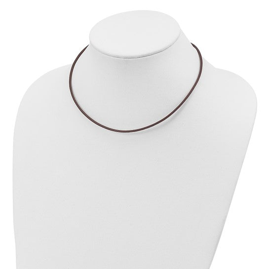 Sterling Silver 20inch 2mm Brown Leather Cord Necklace