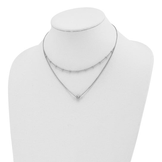 Sterling Silver Polished Beaded with 4 in ext Choker