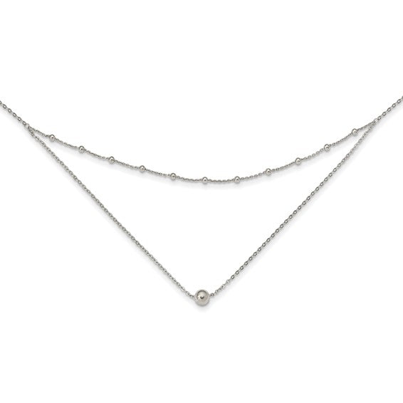 Sterling Silver Polished Beaded with 4 in ext Choker