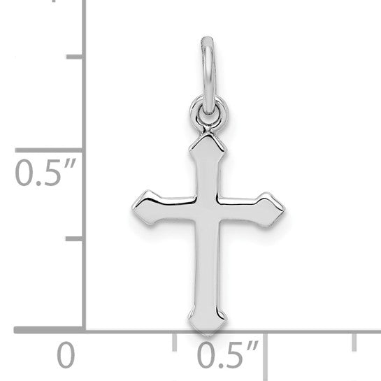 Sterling Silver RH Plated Child's Polished Cross Pendant