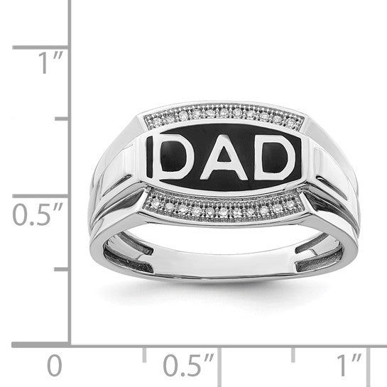 Sterling Silver Rhodium Plated Diamond Men's DAD Ring