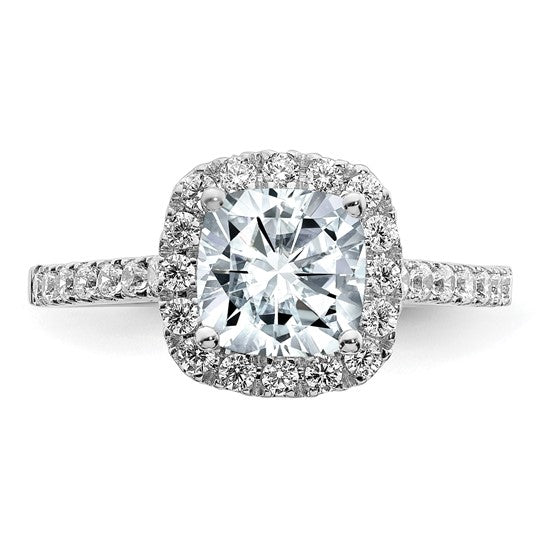 14k 1 3/4ct. Cushion Halo Moissanite Engagement Ring