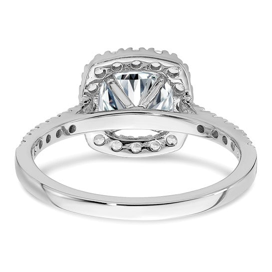 14k 1 3/4ct. Cushion Halo Moissanite Engagement Ring