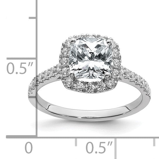 14k 1 3/4ct. Cushion Halo Moissanite Engagement Ring