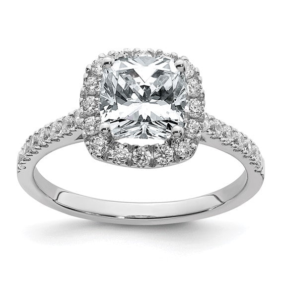 14k 1 3/4ct. Cushion Halo Moissanite Engagement Ring