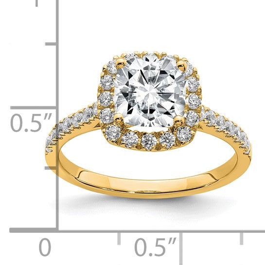 14k 1 3/4ct. Cushion Halo Moissanite Engagement Ring