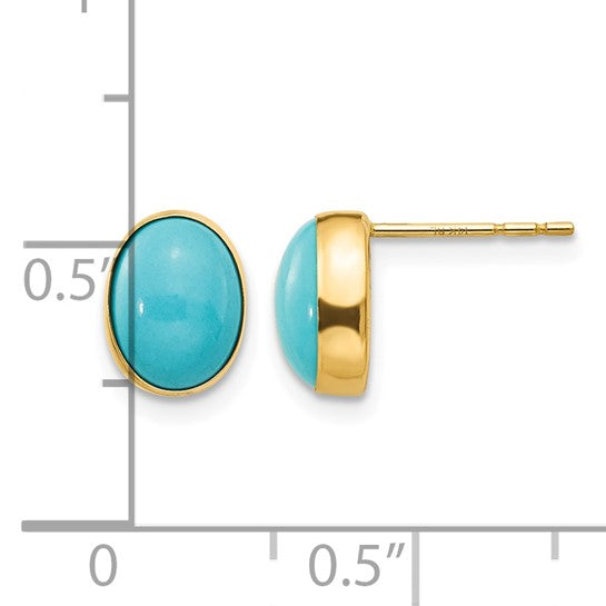 14k Madi K Bezel Set Oval Turquoise Post Earrings