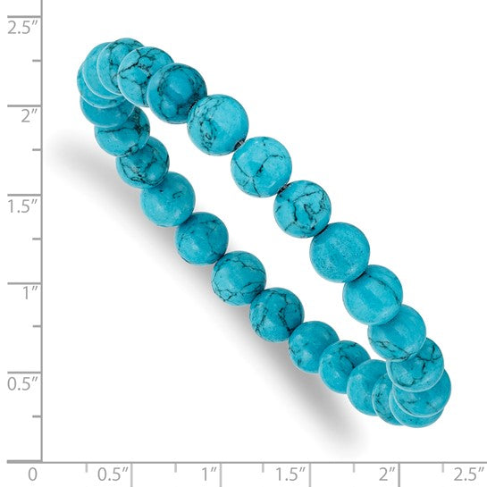 Chisel 8mm Blue Turquoise Agate Beaded Stretch Bracelet