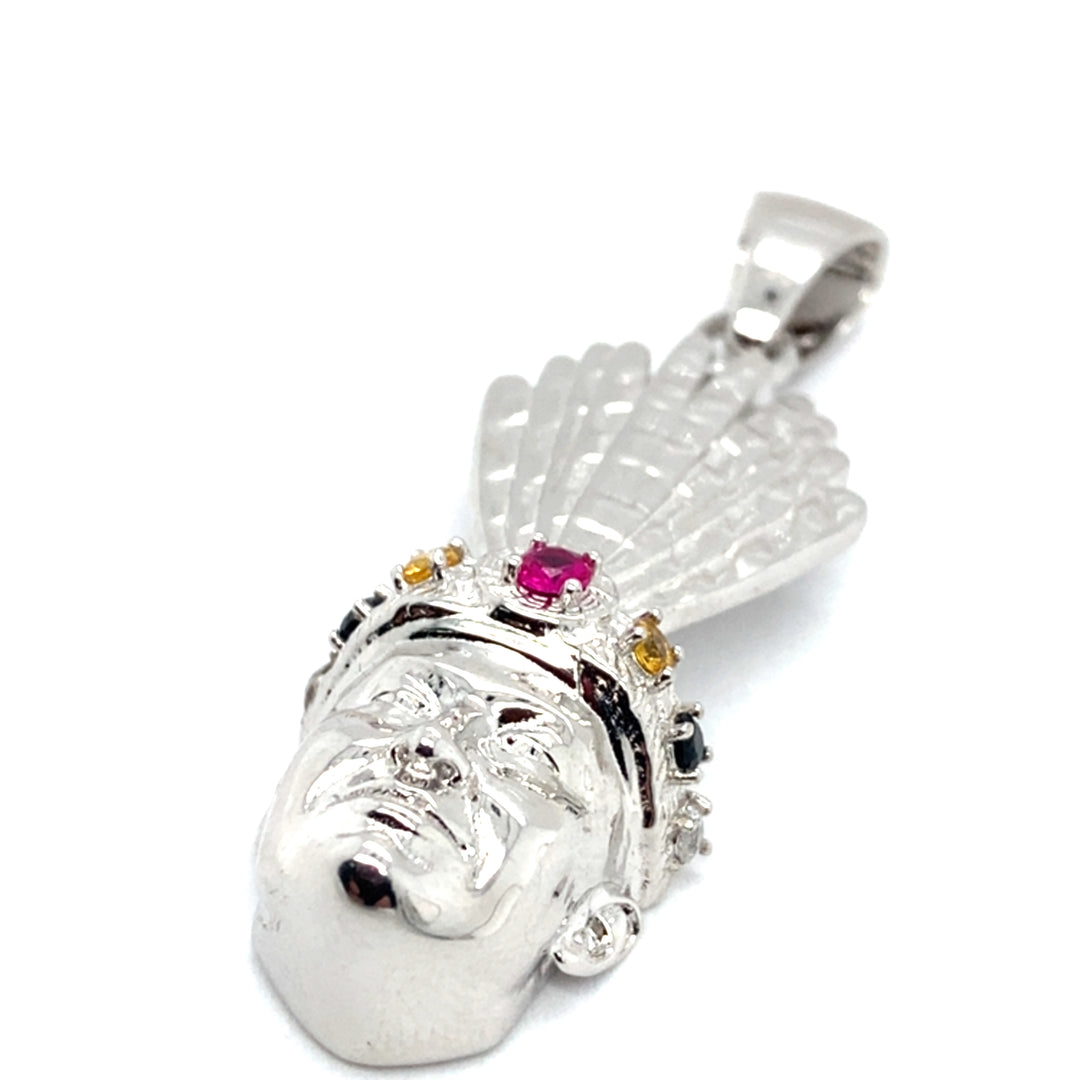 Lumbee Dancer Sterling Silver Charm w/Stones