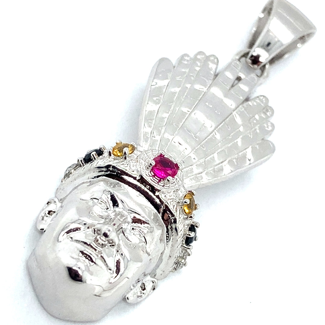 Lumbee Dancer Sterling Silver Charm w/Stones