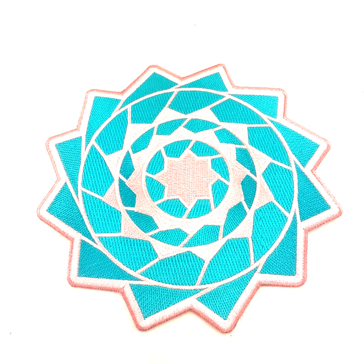 Pinecone Patchwork 6 inch Embroidery Turquoise (Patch Only)