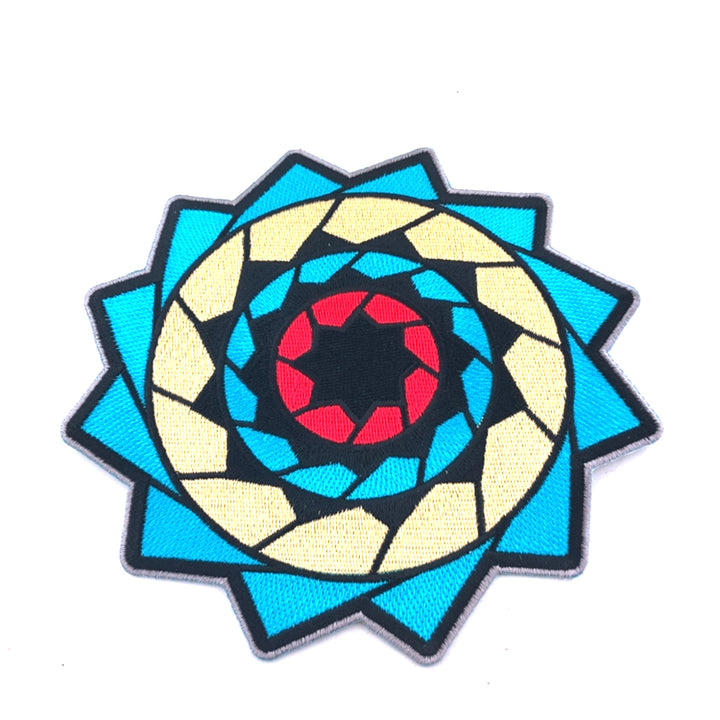 Pinecone Patchwork 6 inch Embroidery Turquoise Yellow Red Black (Patch Only)