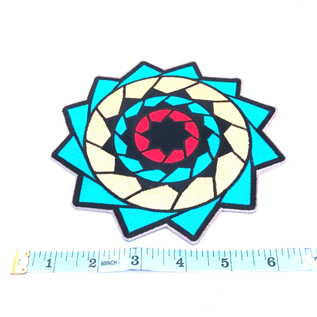 Pinecone Patchwork 6 inch Embroidery Turquoise Yellow Red Black (Patch Only)
