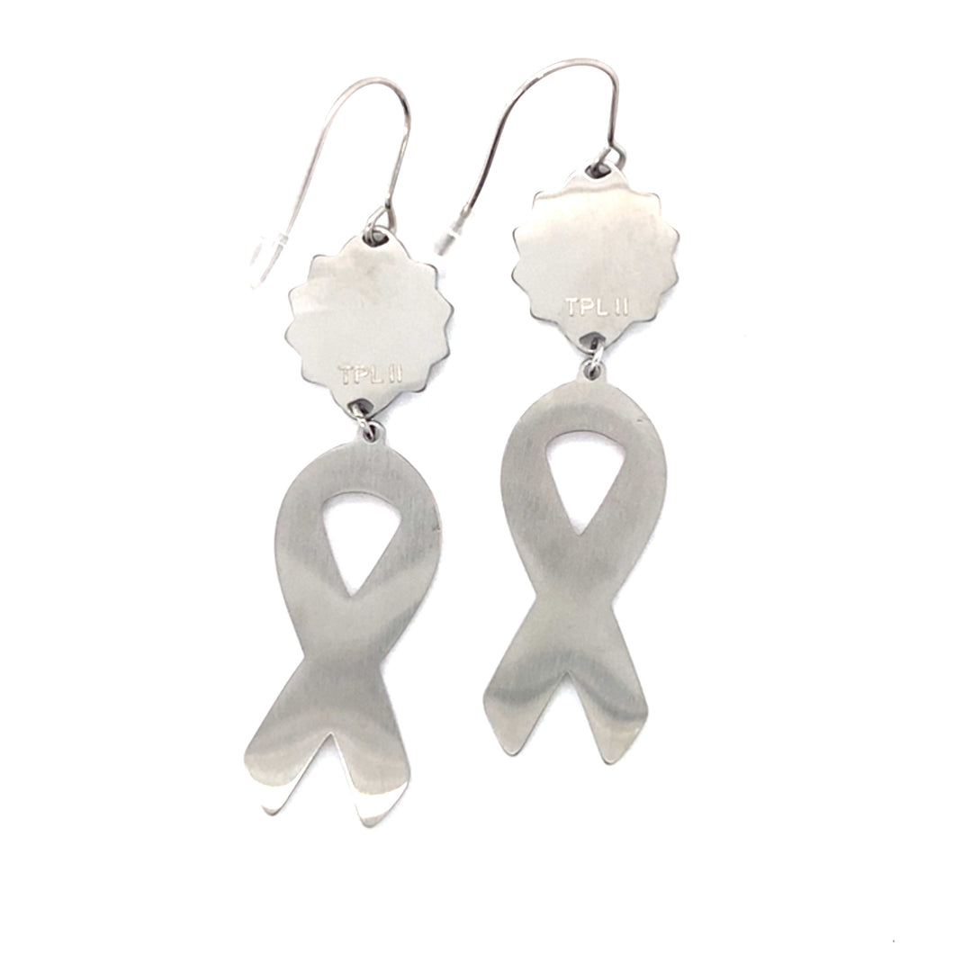 Pinecone Patchwork Cancer Awareness Pink Earrings