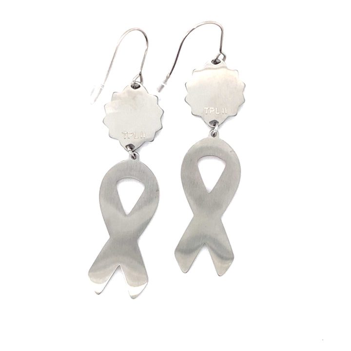 Pinecone Patchwork Cancer Awareness Pink Earrings