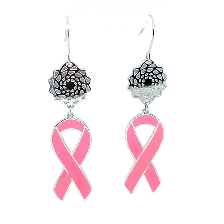 Pinecone Patchwork Cancer Awareness Pink Earrings