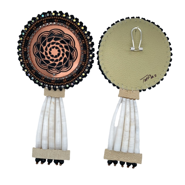 Copper Pinecone Patchwork dentalium shells Earrings