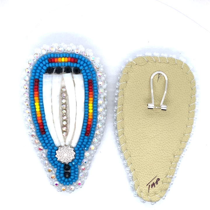 Beaded Dentalium Fan Earrings Turquoise