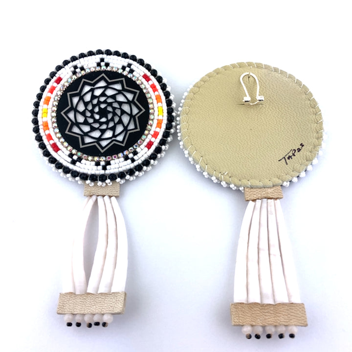 Black Pinecone Patchwork dentalium shells Earrings