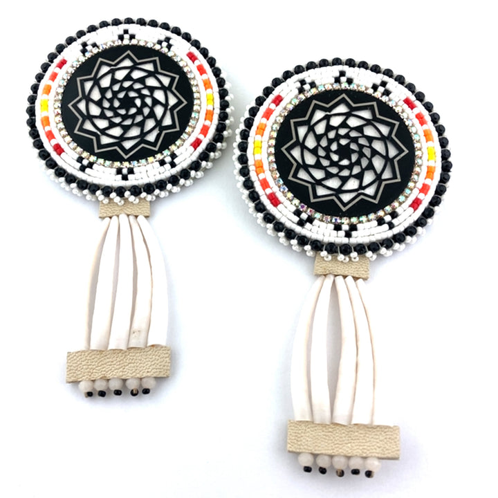 Black Pinecone Patchwork dentalium shells Earrings