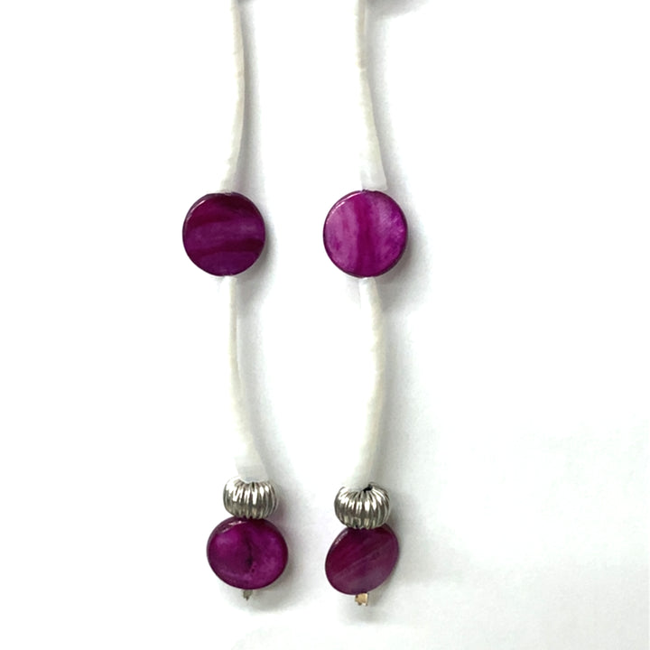 Pinecone Patchwork Dentalium Earring Purple Shell