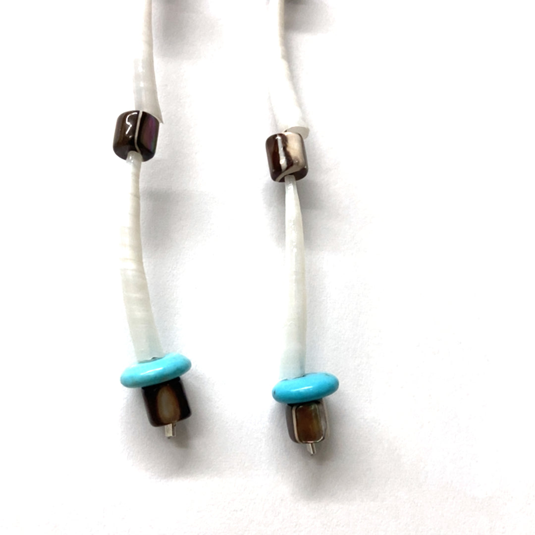 Pinecone Patchwork Dentalium Earring tigers eye turquoise