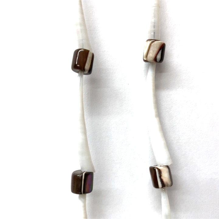 Pinecone Patchwork Dentalium Earring tigers eye turquoise