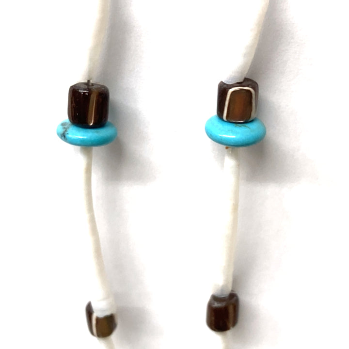 Pinecone Patchwork Dentalium Earring Tiges eye Turquoise
