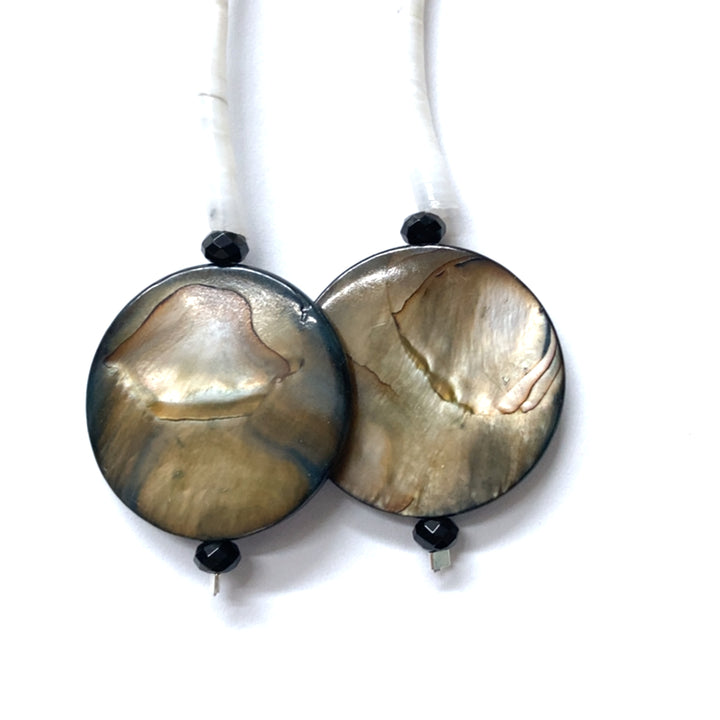 Pinecone Patchwork Dentalium Earring Brown & Black