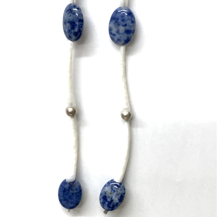 Pinecone Patchwork Dentalium Earring Blue Agate