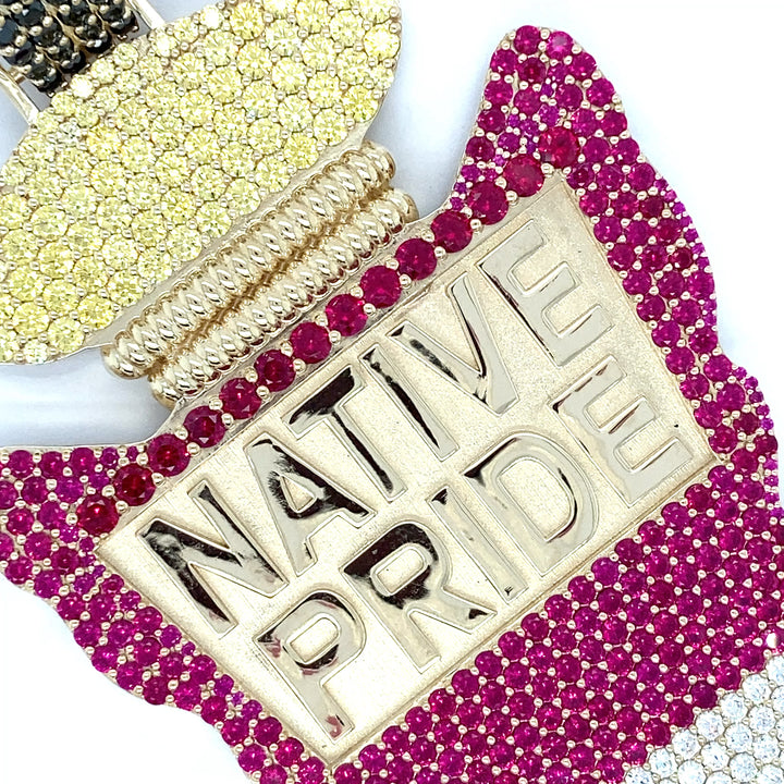 Native Pride w/Tribal stones 10k gold charm
