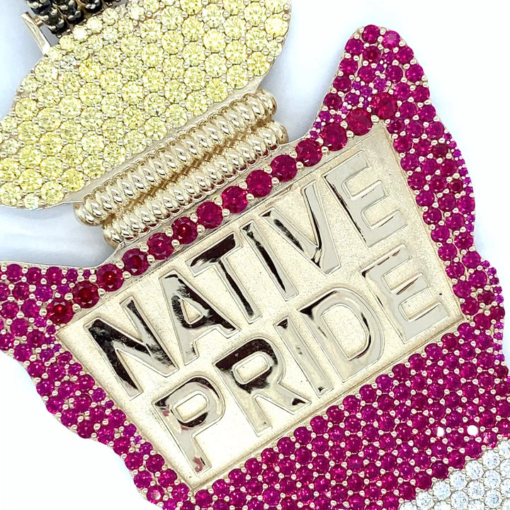 Native Pride w/Tribal stones 10k gold charm