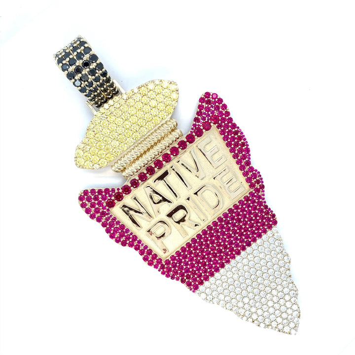 Native Pride w/Tribal stones 10k gold charm