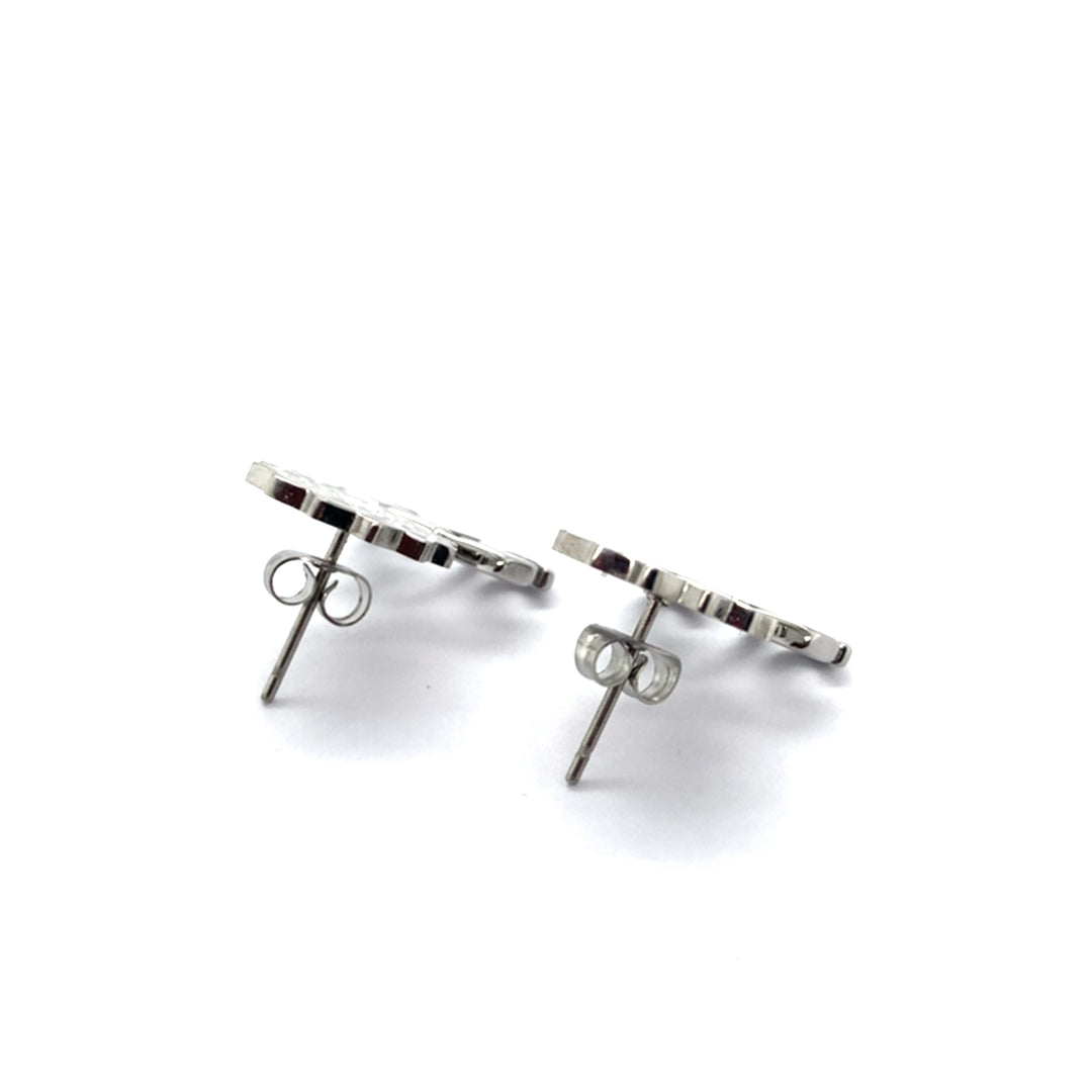 Pinecone Patchwork 14mm Studs with 575 Earrings Stainless