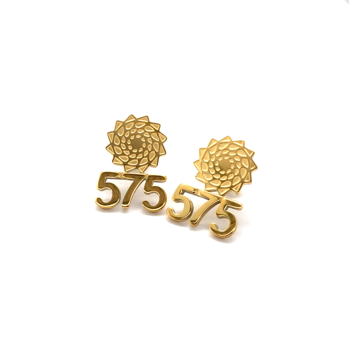 Pinecone Patchwork 14mm Studs with 575 Earrings (Gold Tone)