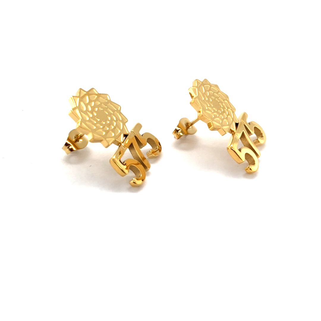 Pinecone Patchwork 14mm Studs with 575 Earrings (Gold Tone)